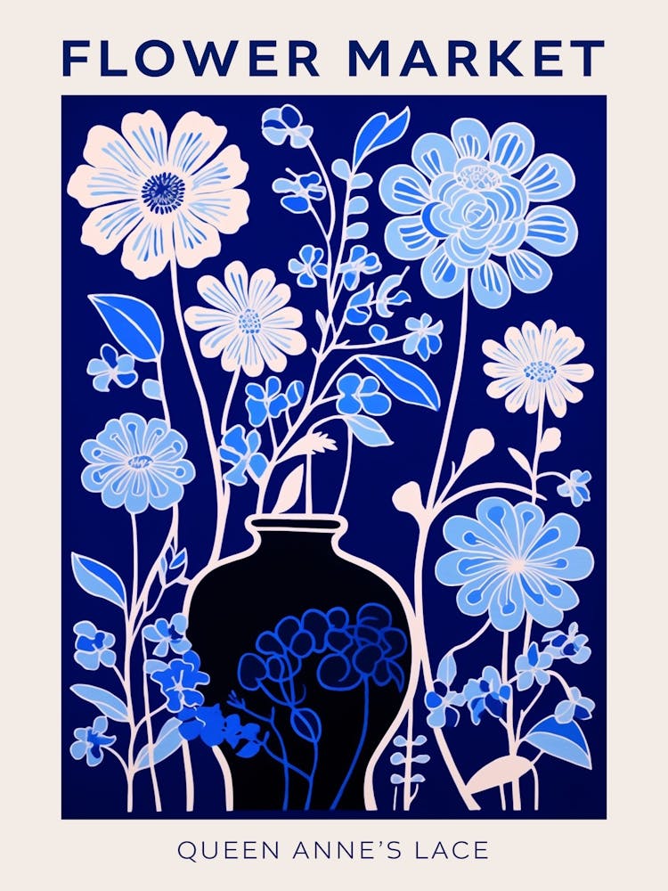 Blue Flower Market Poster Queen Annes Lace 5