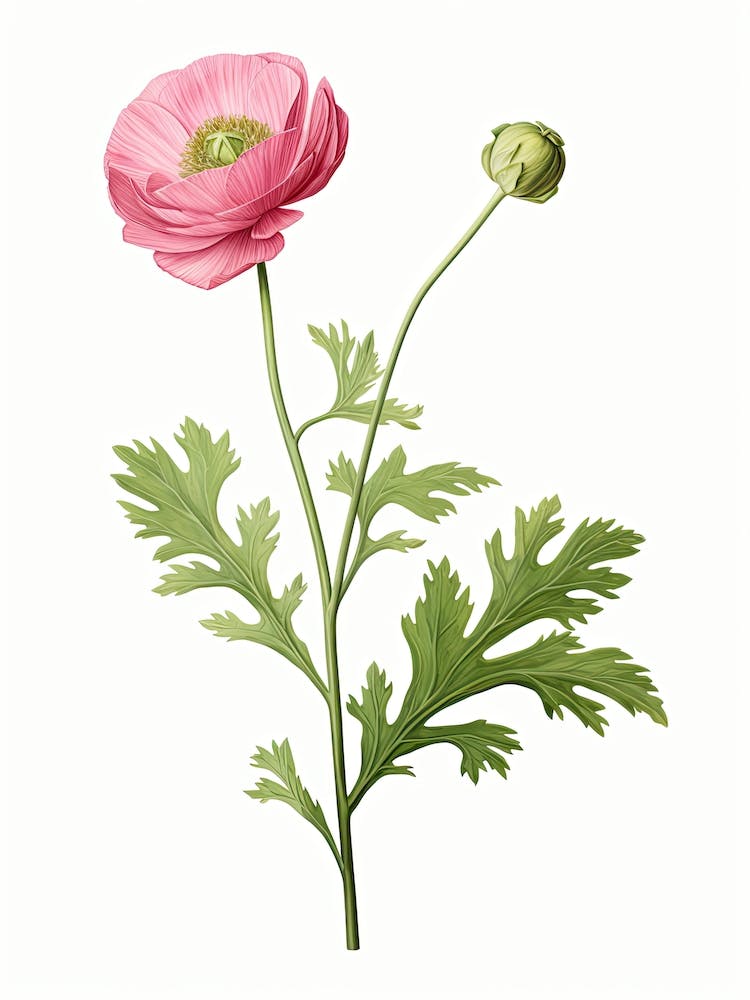 Ranunculus Flower Vintage Botanical 2