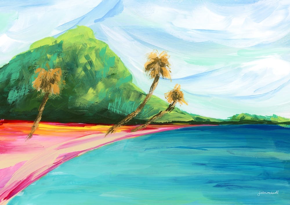 Hawaiian Palm Tree Beach Landscape Ii