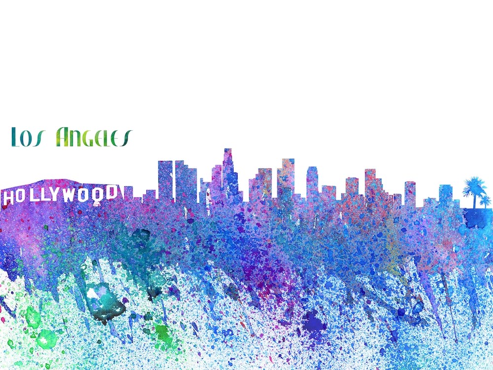 Los Angeles California Skyline Splash