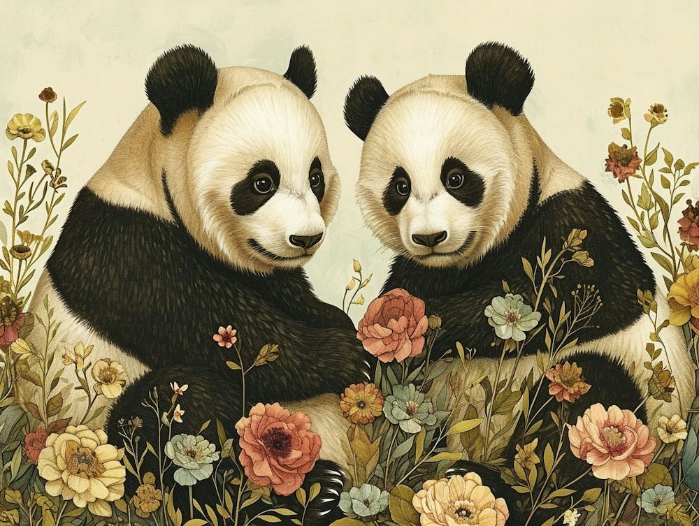 Florale Tierillustration Riesenpanda 3