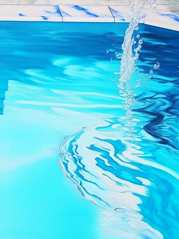 Swimming Pool Splash Water Waterscape Marble Acrylic Painting 2