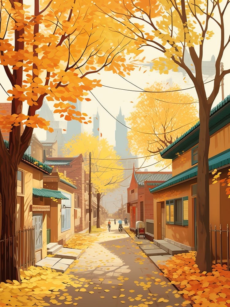 Beijing In Autumn Fall Travel Art 2