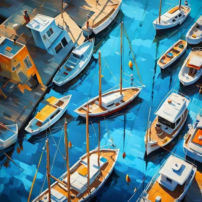 Birds Eye View Of Sailboats See Their Reflection In The Ocean Of A Clear Blue Sea