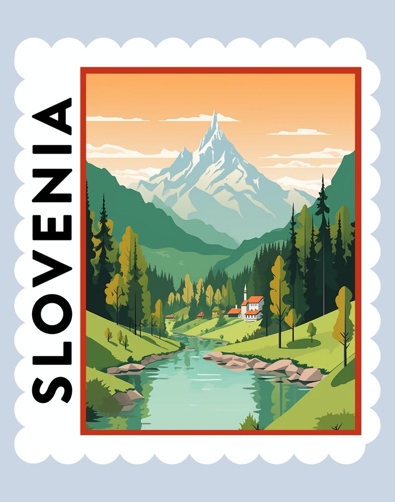 Slovenia Travel Stamp Poster