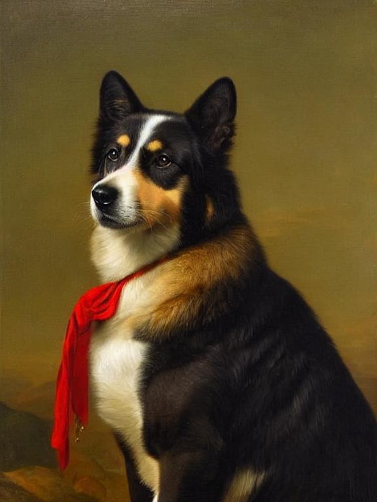 Norwegian Lundehund Renaissance Portrait Oil Painting