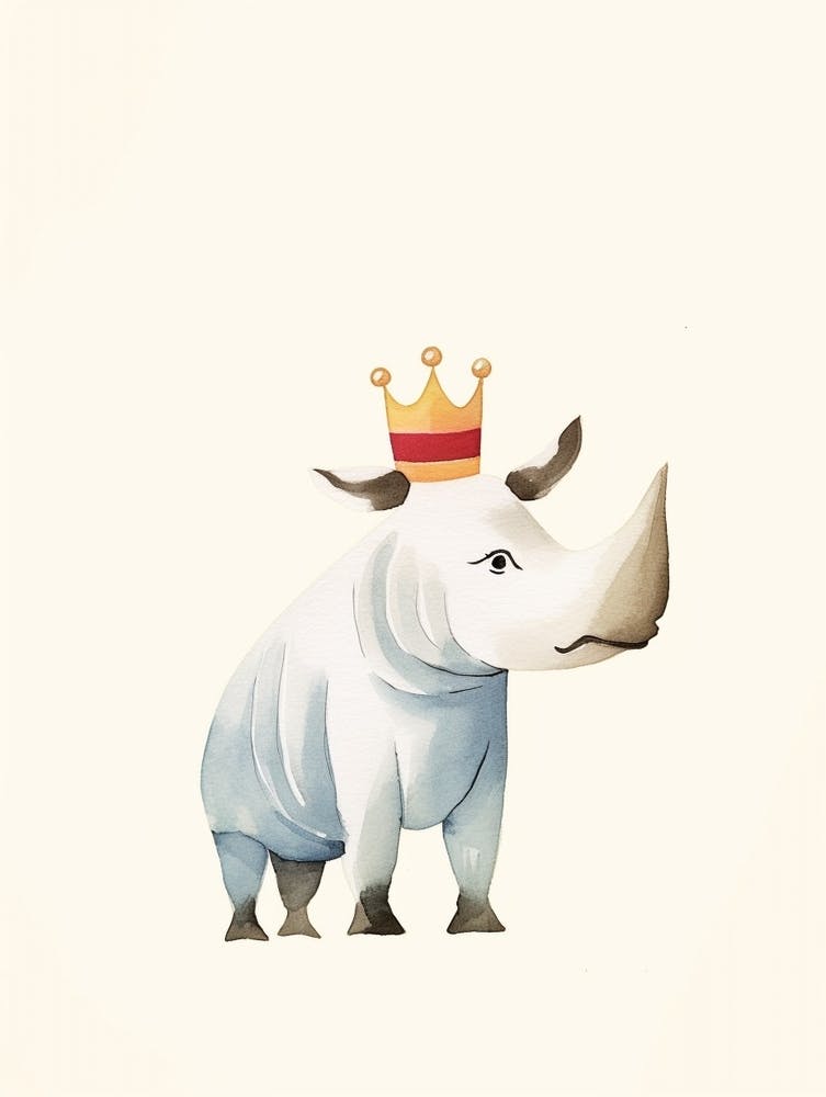 Little Rhinoceros 3 Wearing A Crown