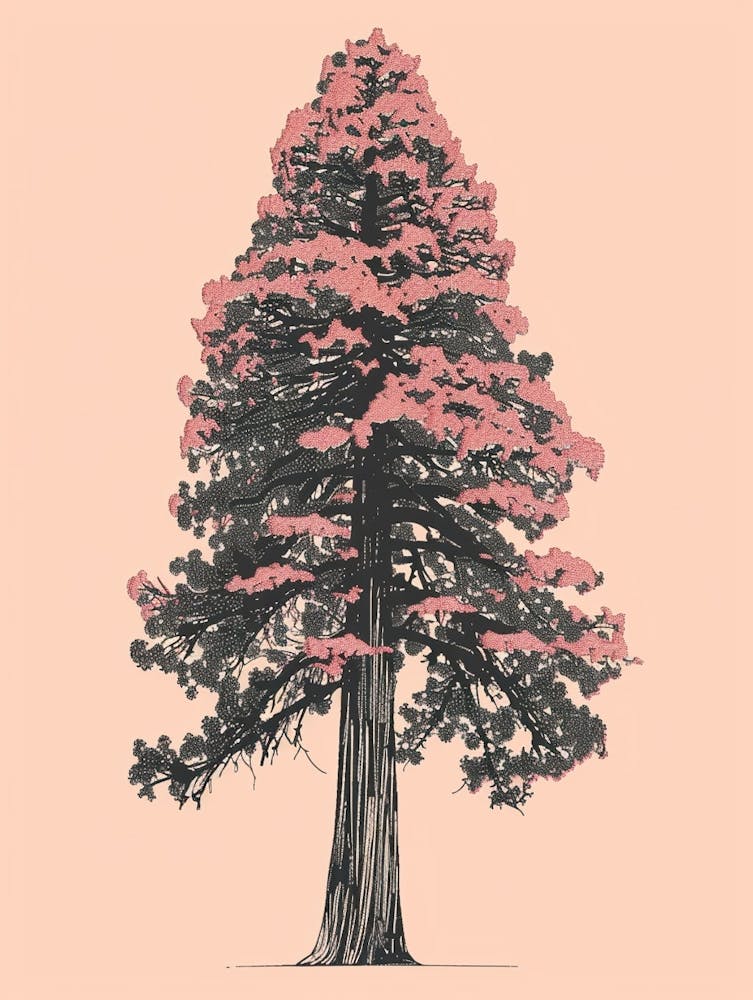 Redwood Tree Minimalistic Drawing 4
