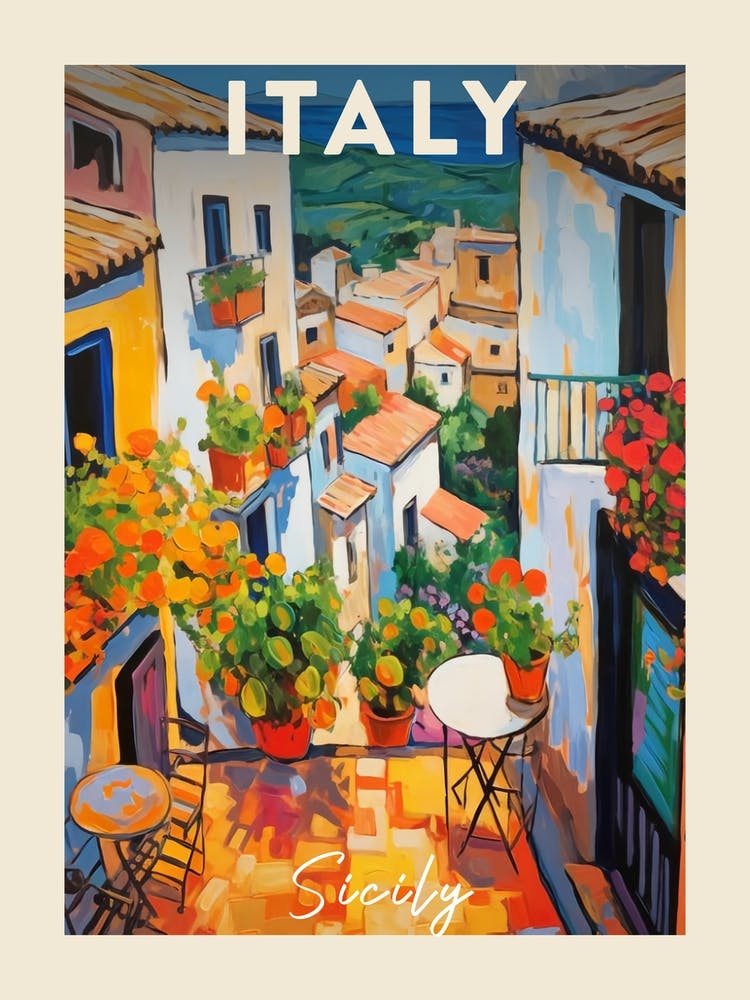 Sicily Italy 1 Fauvist Painting Travel Poster