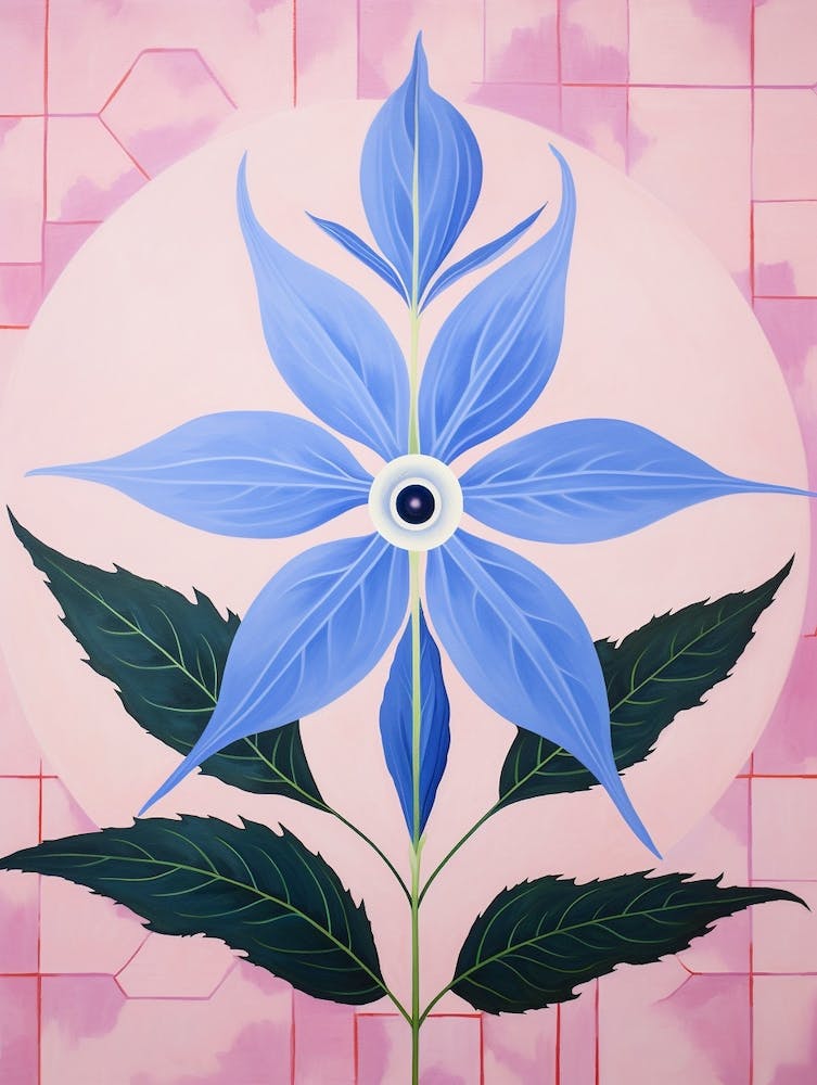 Lobelia 1 Hilma Af Klint Inspired Pastel Flower Painting