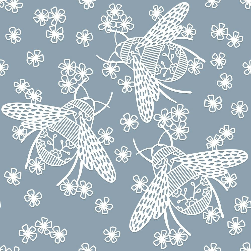 Bees On A Blue Background