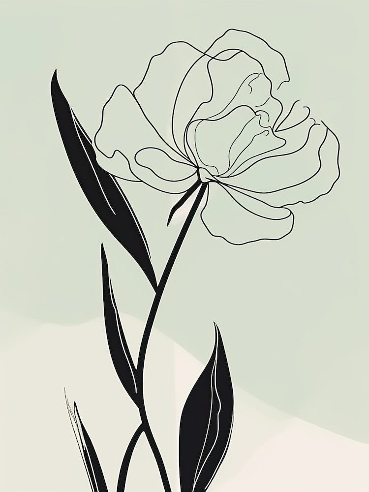Gladioli Line Art Flowers Illustration Neutral 1