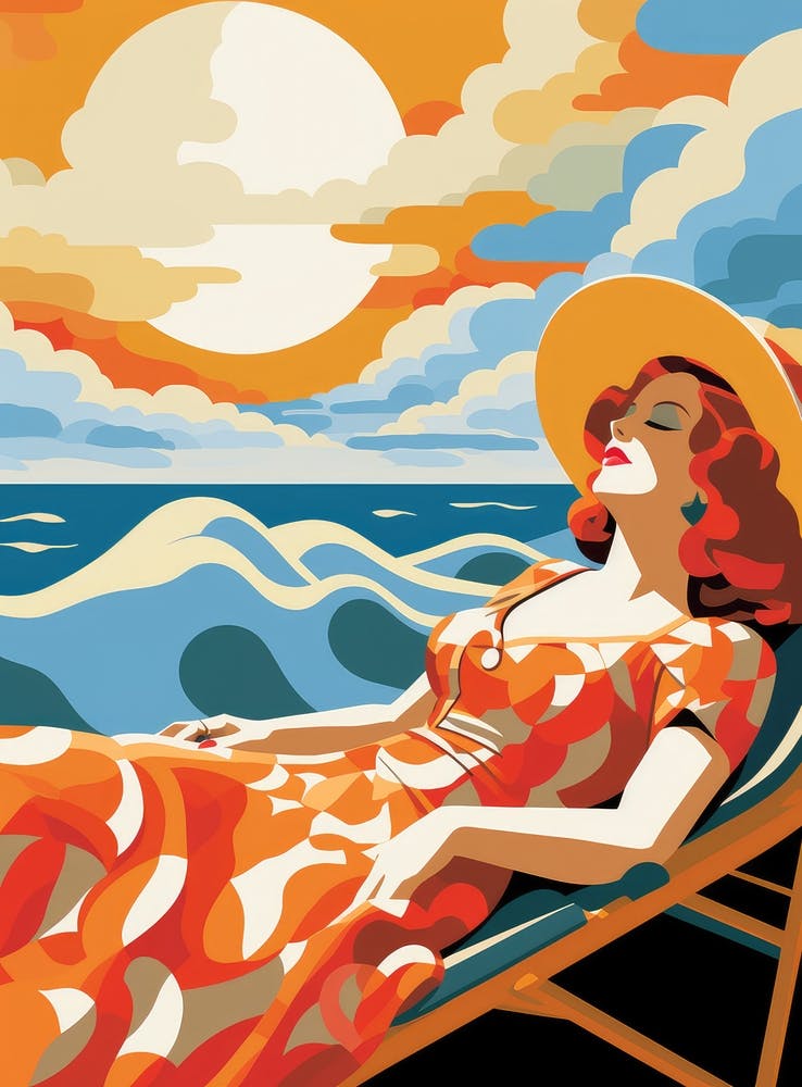 Woman Relaxing On A Beach Chair