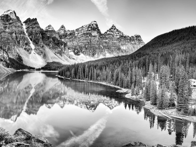 Black And White Mountain Scene