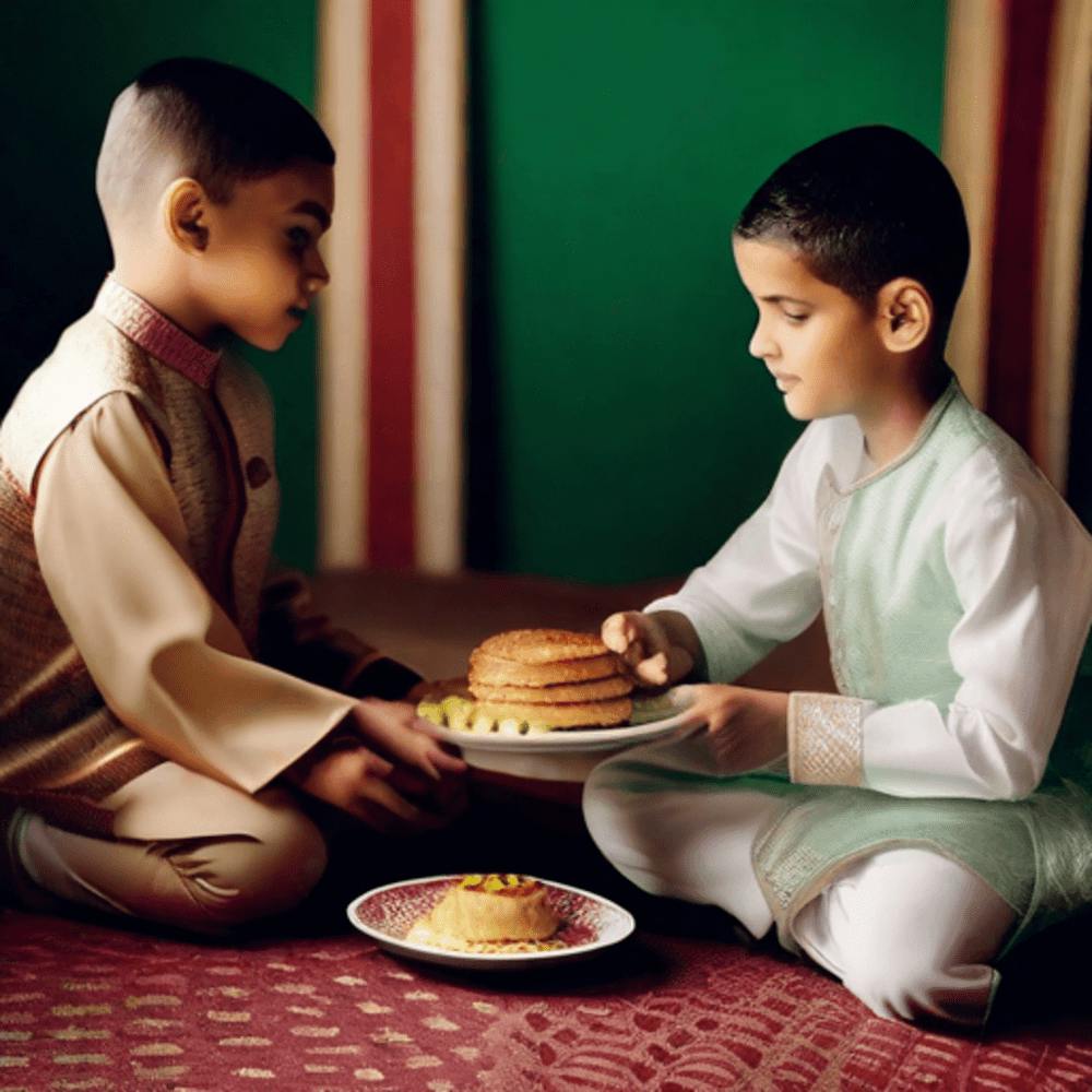 Two Boys Eating Cake