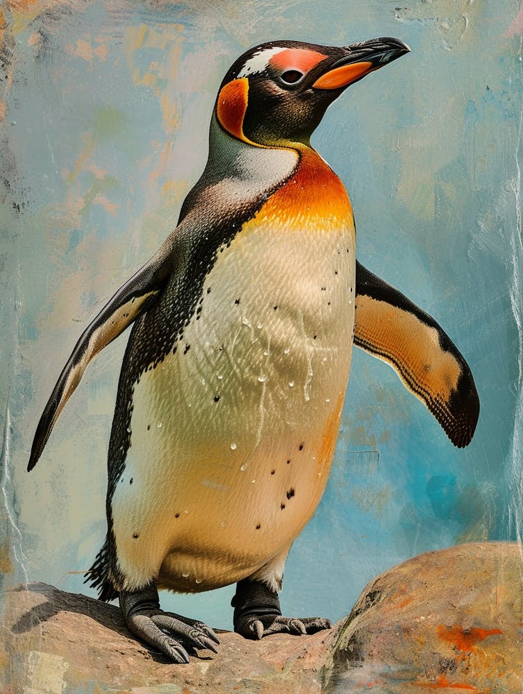 Galapagos Penguin Zavodovski Island Colour Block Painting 3