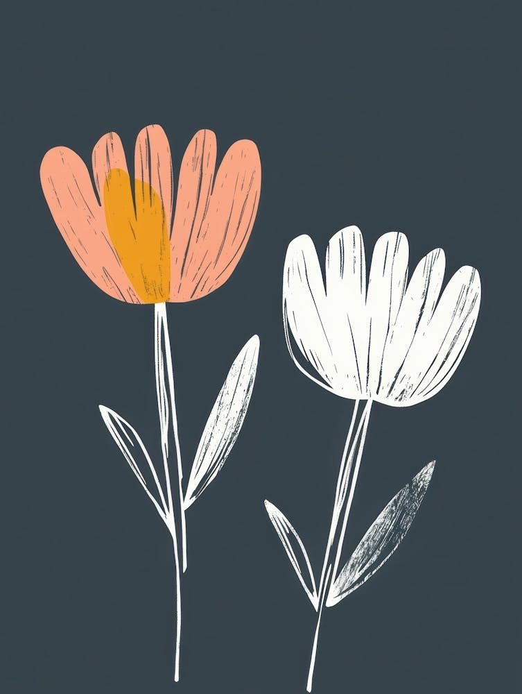 Two Flowers On A Dark Background