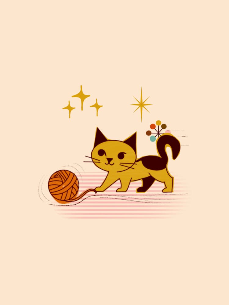 Cat Playing With Yarn