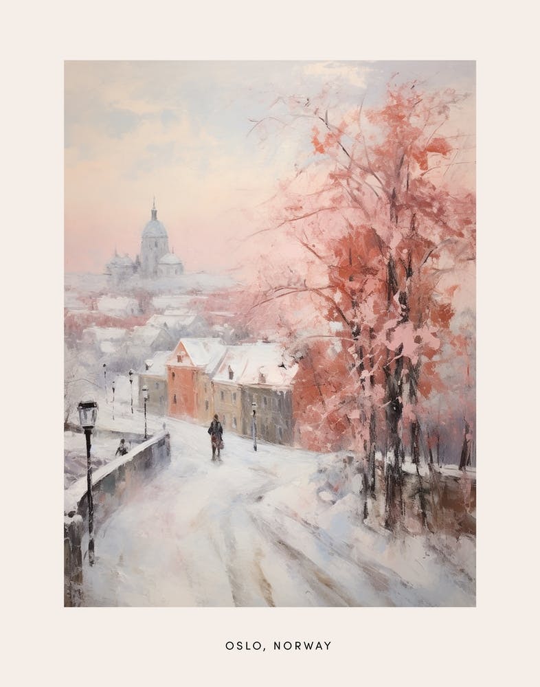 Dreamy Winter Painting Poster Oslo Norway 4