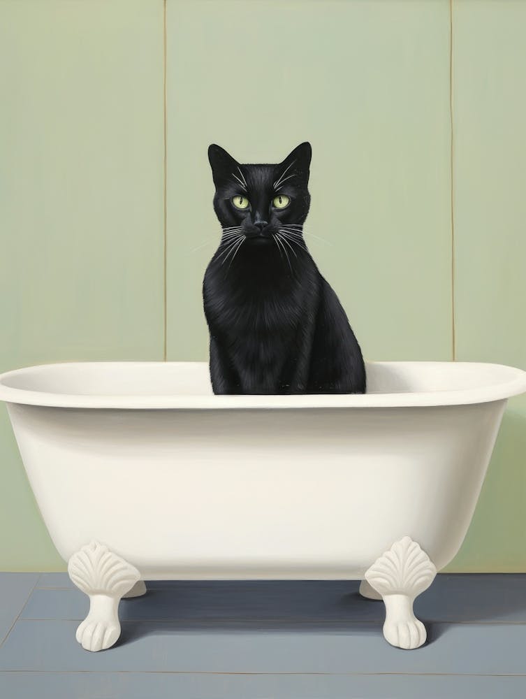 Black Cat In Bathtub 5