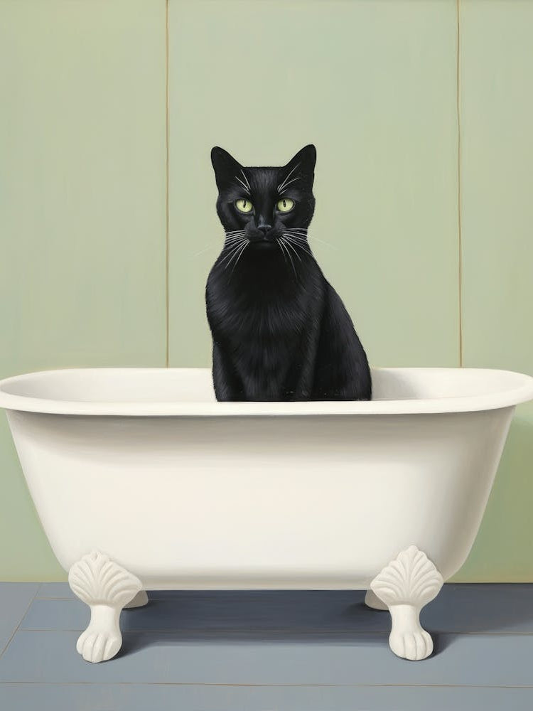 Black Cat In Bathtub 5