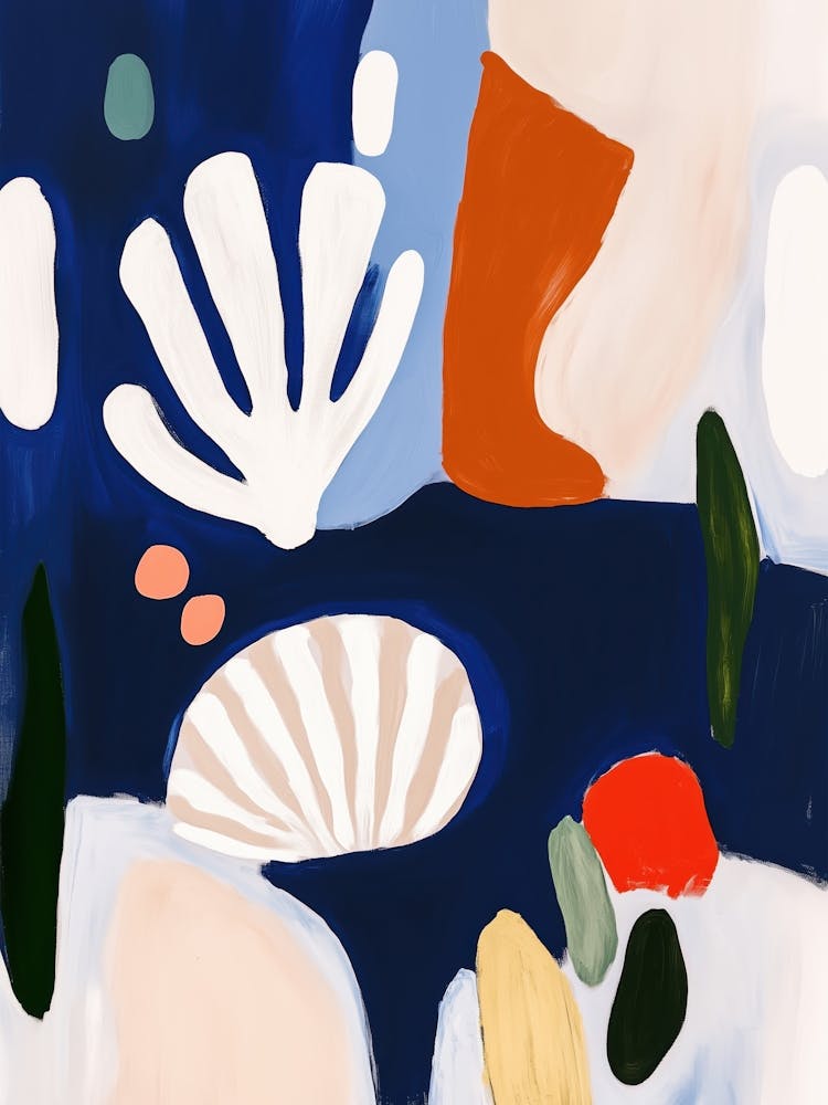 Abstract Colorful Sea Life Corals and Shells