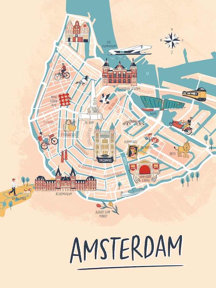 Amsterdam Illustrated Map