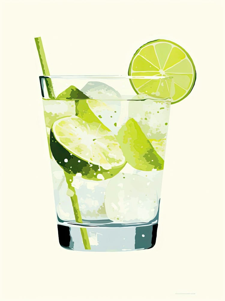 Watercolour Caipirinha Floral Infusion Cocktail 4