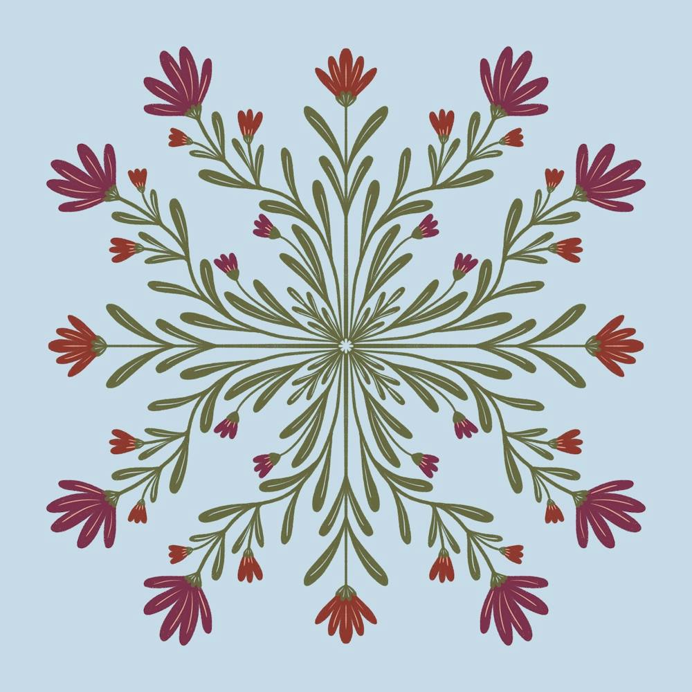 Floral Mandala - brown and green