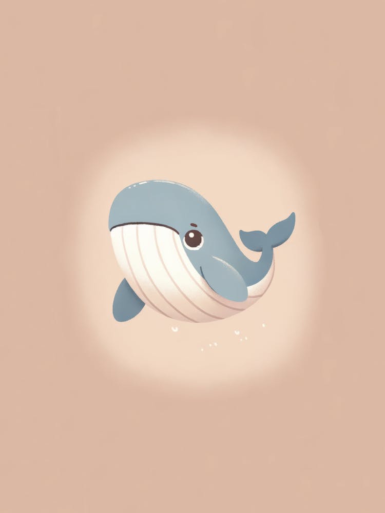 Cute Whale Pastel Neutral Colours Calming