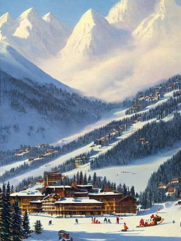 Méribel, France Ski Resort Vintage Landscape 1 Skiing Poster