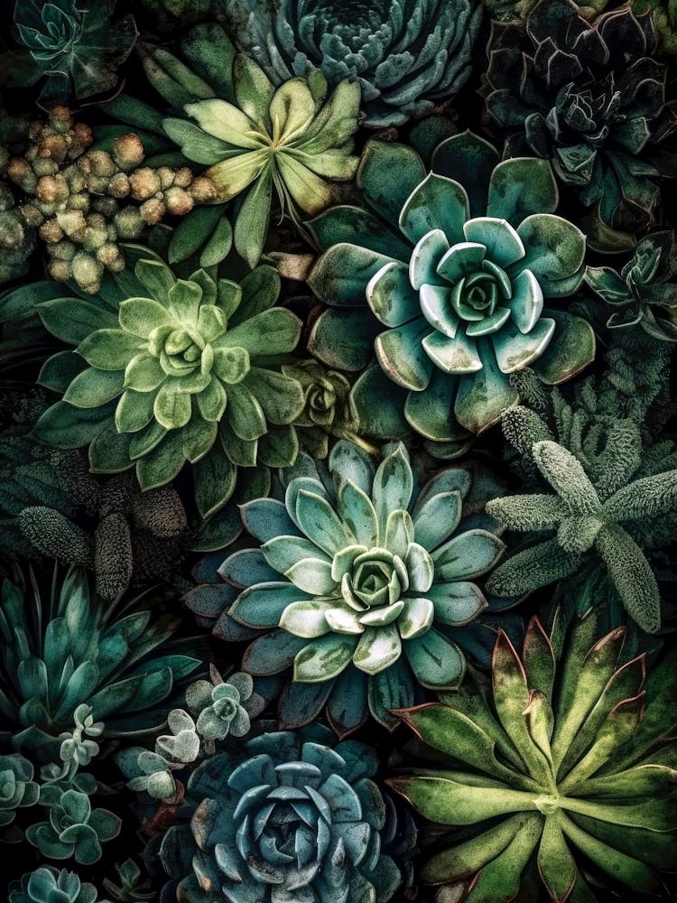 Succulents and cacti nature botany art
