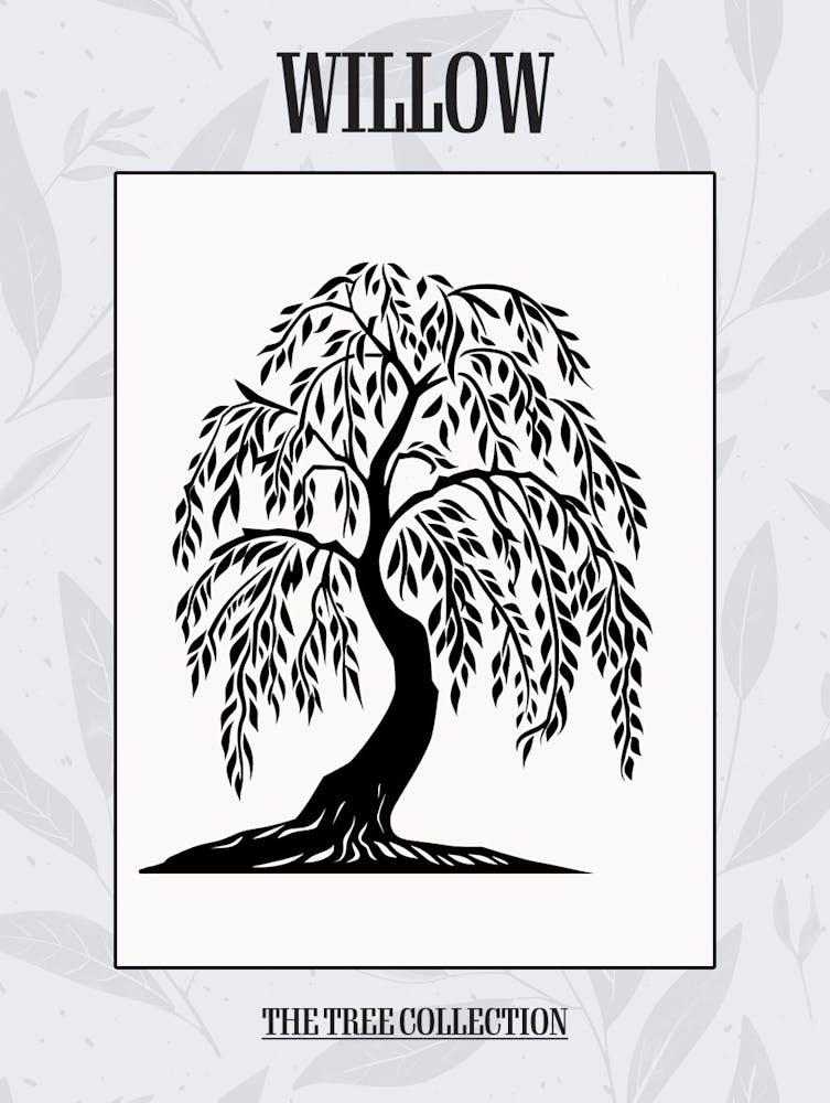 Willow Tree Simple Geometric Nature Stencil 1 Poster