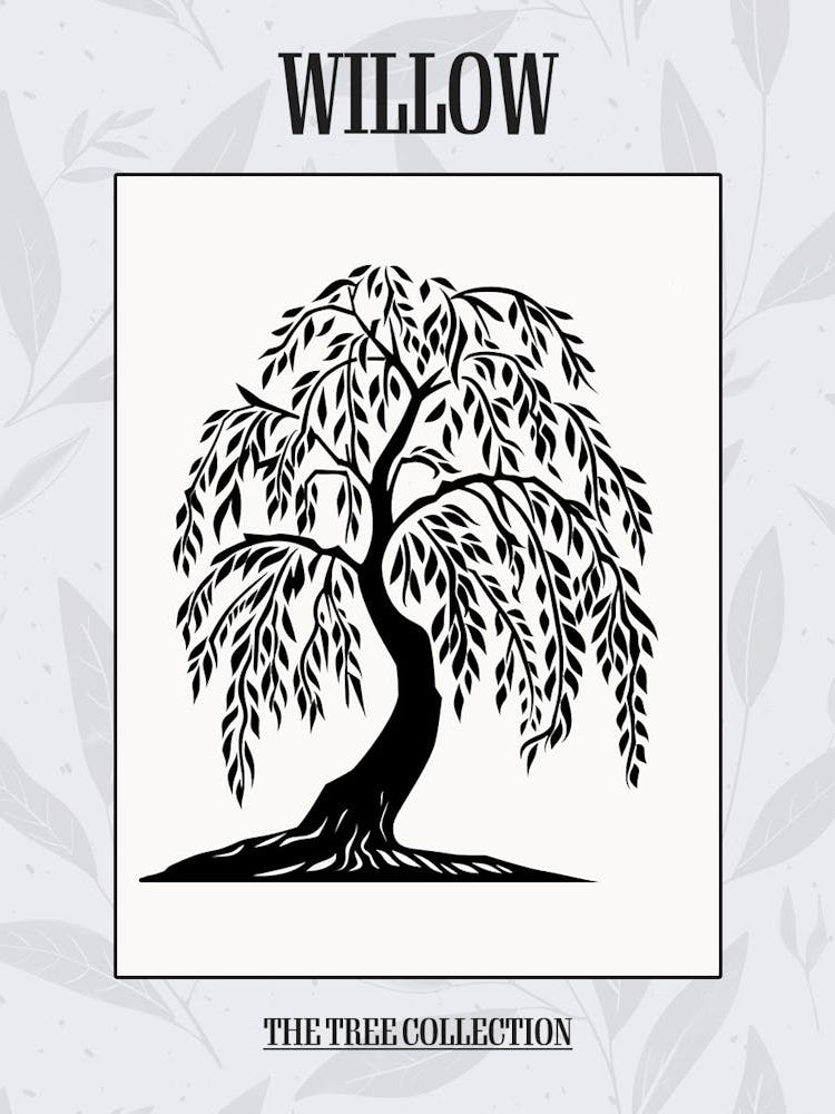 Willow Tree Simple Geometric Nature Stencil 1 Poster