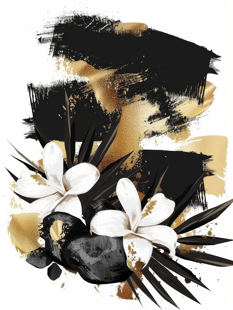Black And Gold Floral Painting