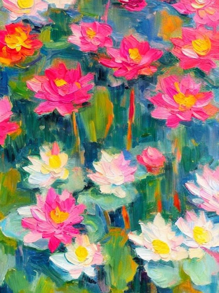 Water Lily Floral Print Abstract Block Colour 2 2 Flower