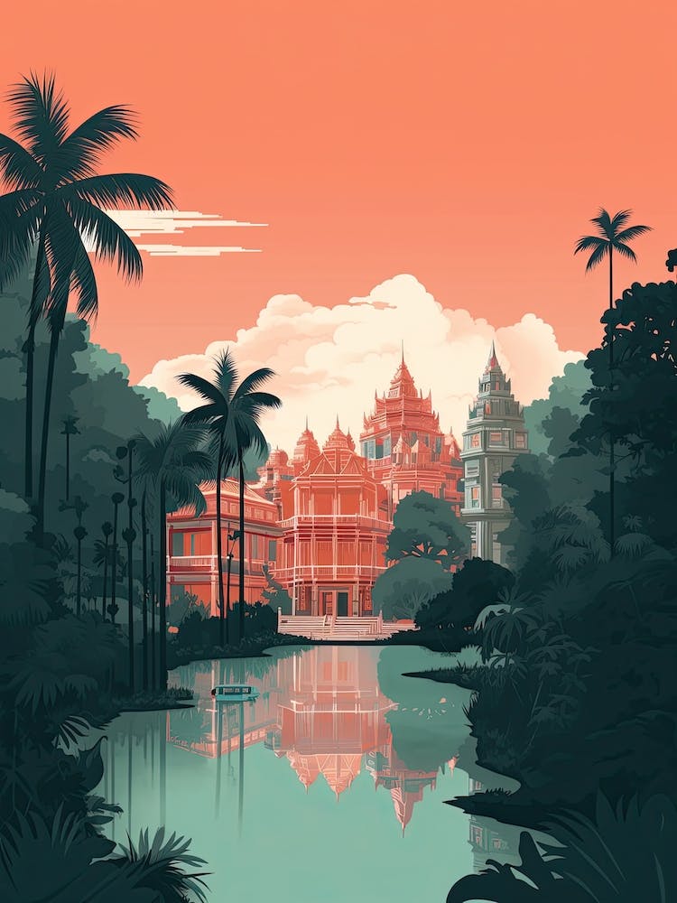 Rangoon Myanmar Travel Illustration 1