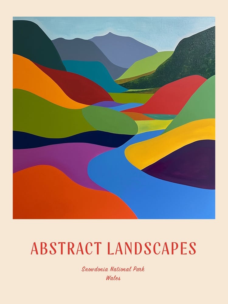 Colourful Abstract Snowdonia National Park Wales 2 Poster