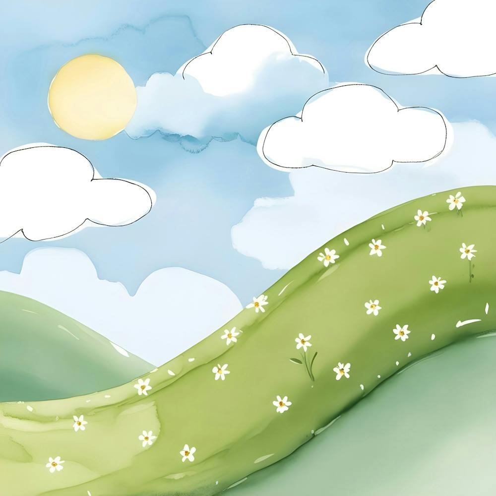 Watercolor Of A Hill