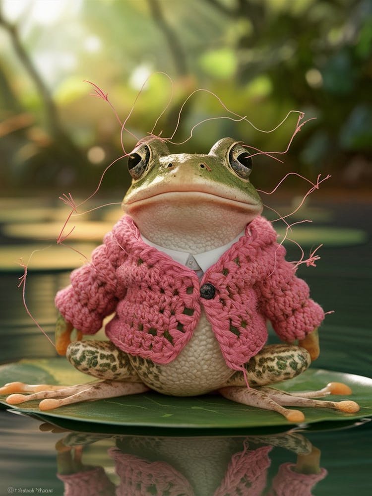 Frog In Pink Sweater 1