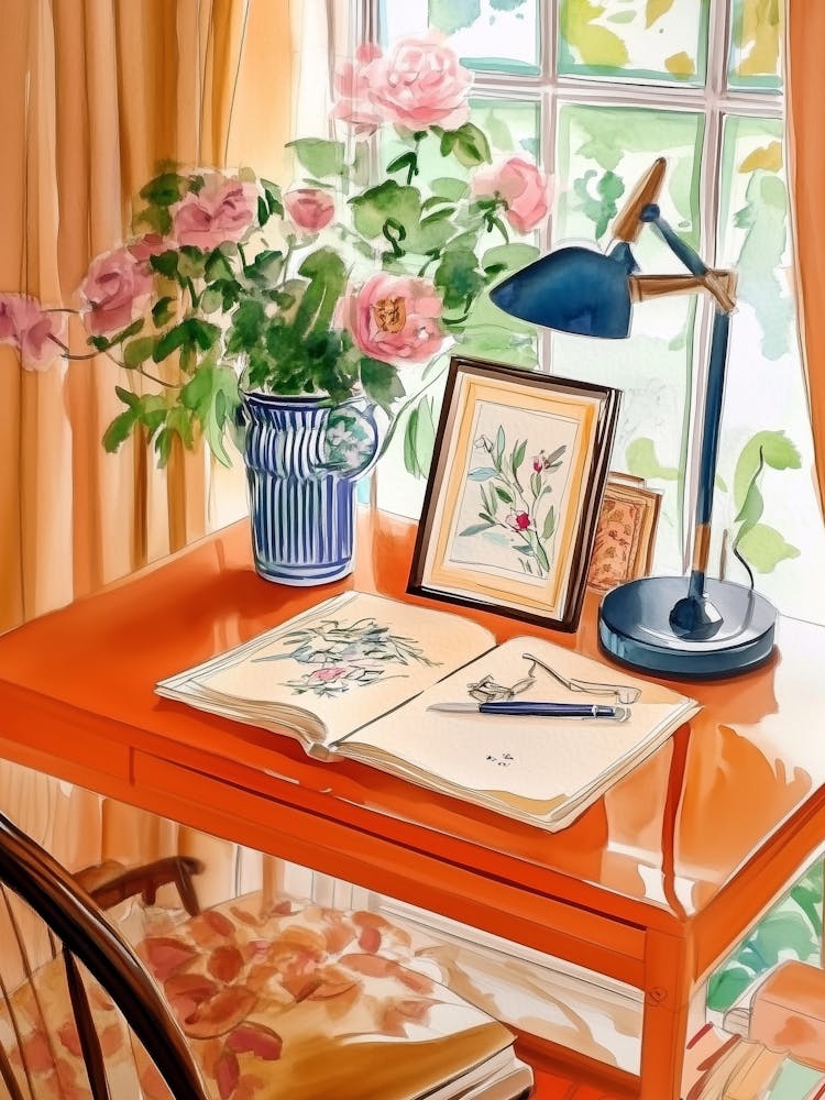 Workspace with Botanical Decor