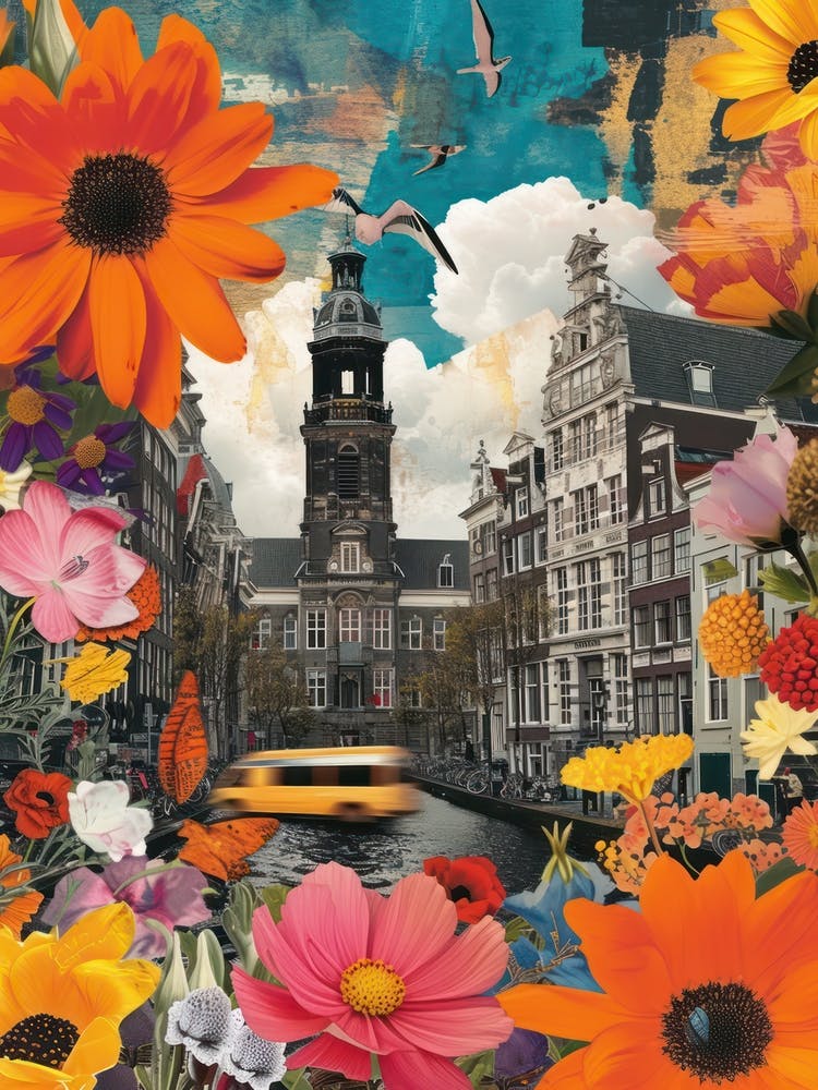 Amsterdam   Floral Retro Collage Style 2