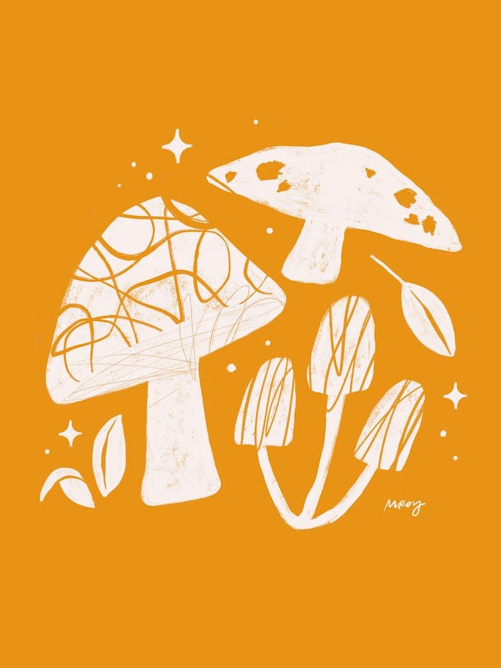 Abstract Mushrooms Yellow   