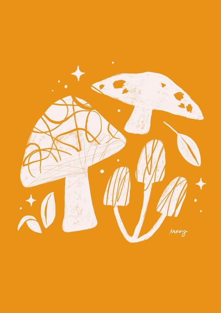 Abstract Mushrooms Yellow