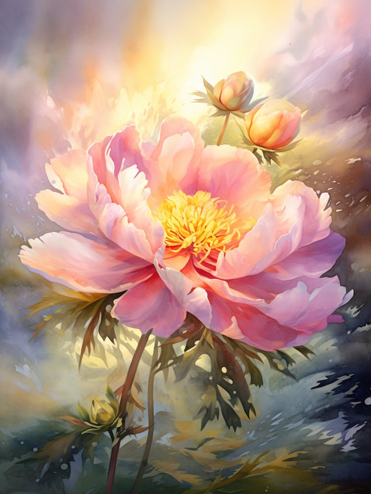Peony In Watercolor  (3)