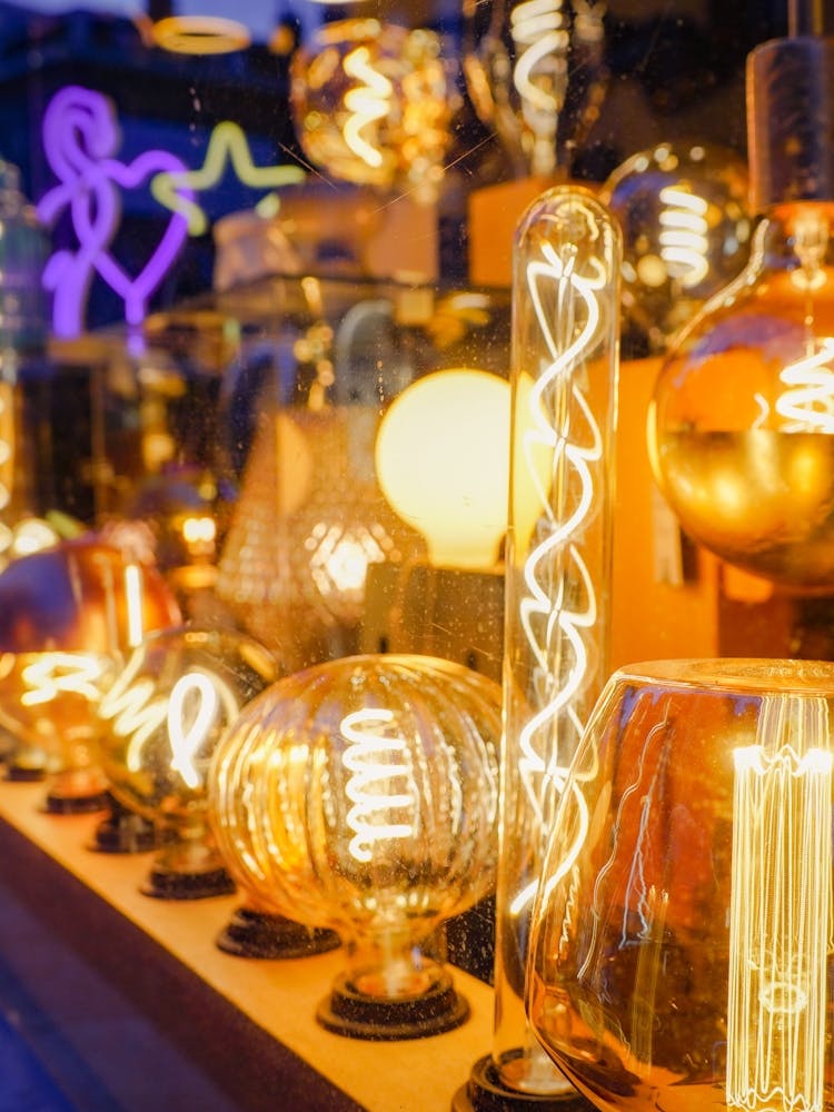 Light Bulbs In A Shop Window