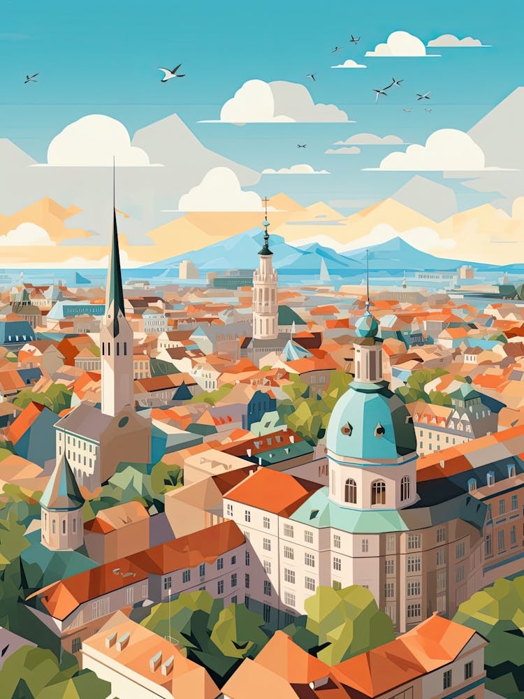 Munich, Germany, Geometric Illustration 2
