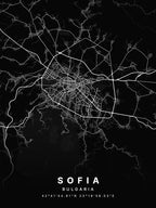 Sofia Bulgaria Black Map