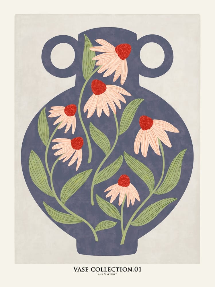 Vase and daisies