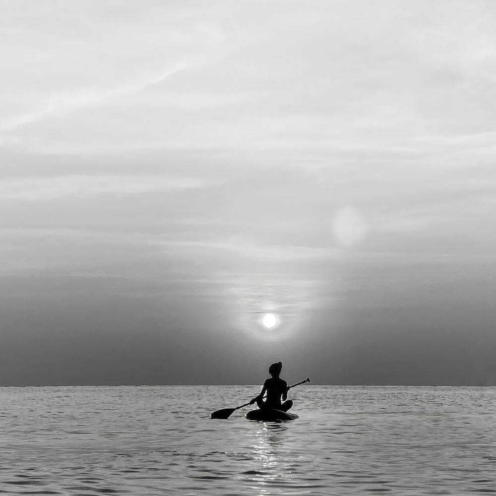 Italy Sunset Sea Bw Square